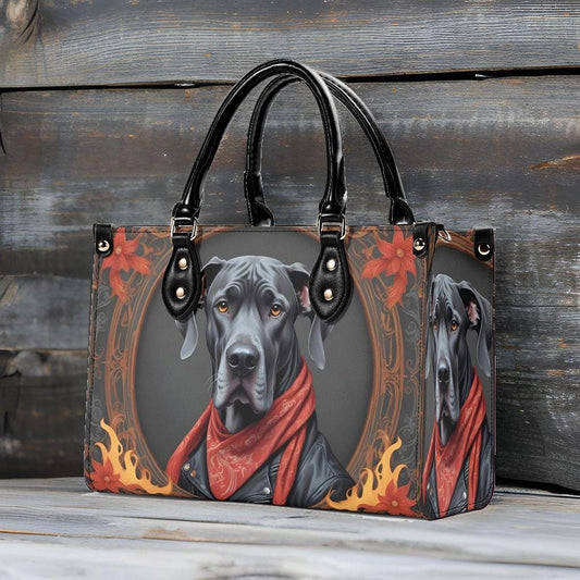 Great Dane Crossbody Bag in Leather Jacket - Stylish Vegan Leather Purse, Unique Dog Lover Gift