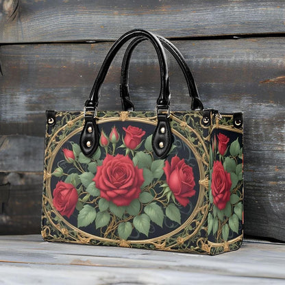 Lush Roses Crossbody Bag - Floral Vegan Leather Designer Purse, Unique Gift for Women