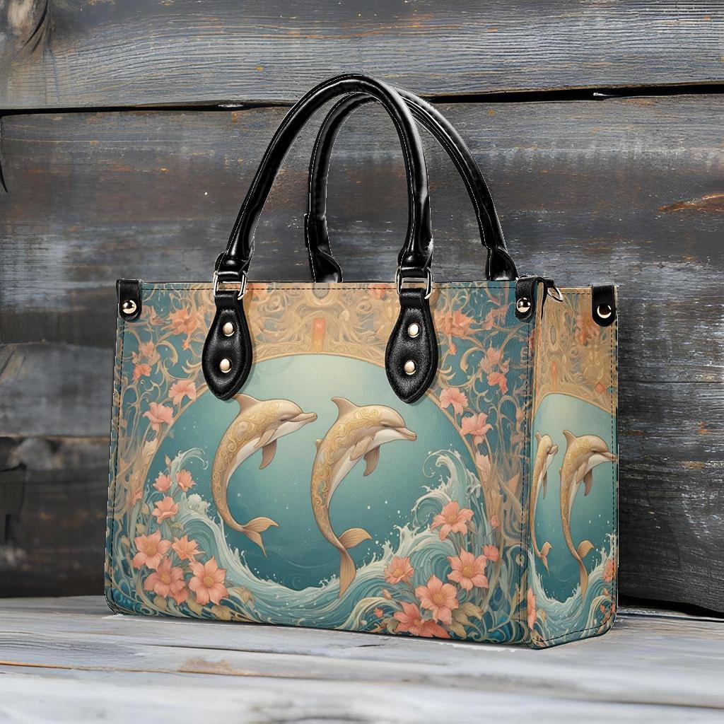 Dolphins in Art Nouveau Style Bag Cute Crossbody Bag Unique Purse Cute Purse, Luxury Bag Vegan Leather Bags Printed Designer Bag