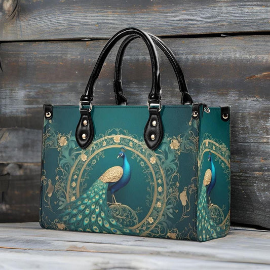 Elegant Peacock Crossbody Bag - Nature-Inspired Vegan Leather Designer Purse, Unique Gift for Women