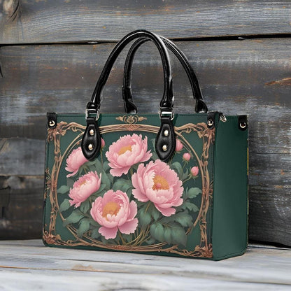 Peonies Crossbody Bag - Floral Vegan Leather Designer Purse, Unique Gift for Women