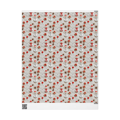 Christmas Snowman Wrapping Paper - Holiday Gift Wrap for Presents, Festive Gift Packaging, Xmas Wrapping Sheets, Winter Snowman Gift Wrap,