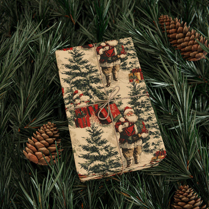 Vintage christmas wrapping paper Toile Gift Wrap Santa Holiday Gift Wrapping Paper Christmas Gift Wrap Xmas Wrapping Paper Roll
