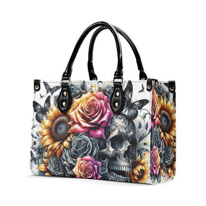 Gothic Garden Skull Purse - Vegan Leather Purse, Crossbody or Shoulder Carry, Tote Bag, Square Tote