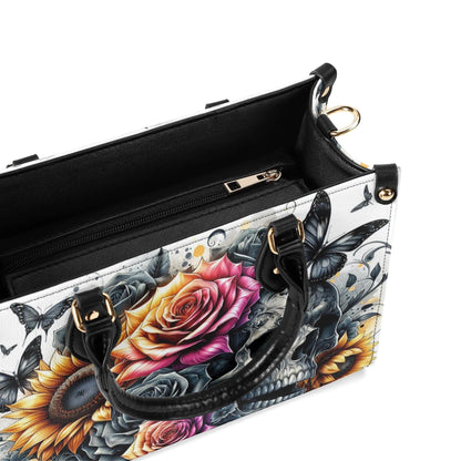 Gothic Garden Skull Purse - Vegan Leather Purse, Crossbody or Shoulder Carry, Tote Bag, Square Tote