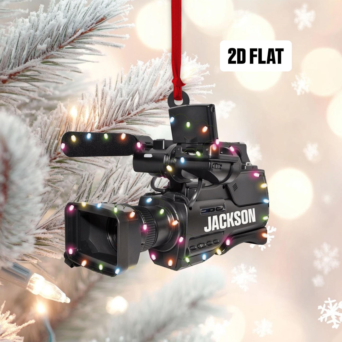 Personalized Professional Video Camera Camcorder 2D Flat Ornament, Video cameral Ornament Decor, Custom Angel Video camera Ornament Gift