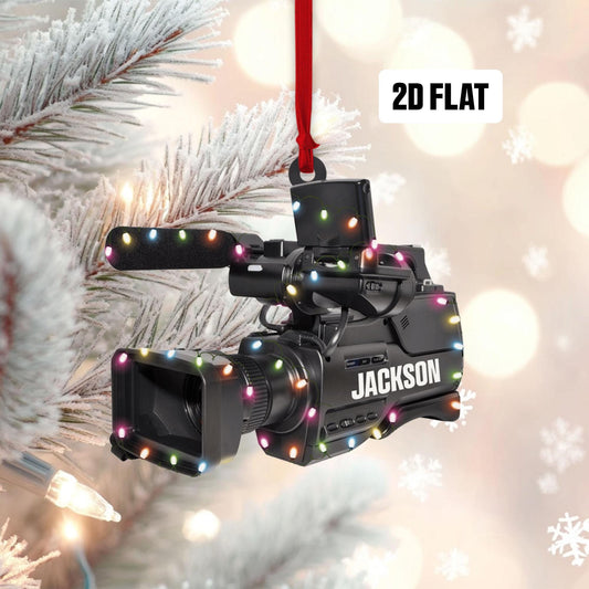 Personalized Professional Video Camera Camcorder 2D Flat Ornament, Video cameral Ornament Decor, Custom Angel Video camera Ornament Gift
