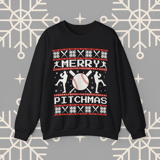 Merry Pitchmas Ugly Christmas , Baseball Christmas Sweatshirt, Funny Baseball Shirt, Gift for Baseball Player