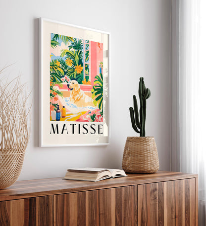 Matisse Style Labrador Art Print: Maximalist Bathroom Decor