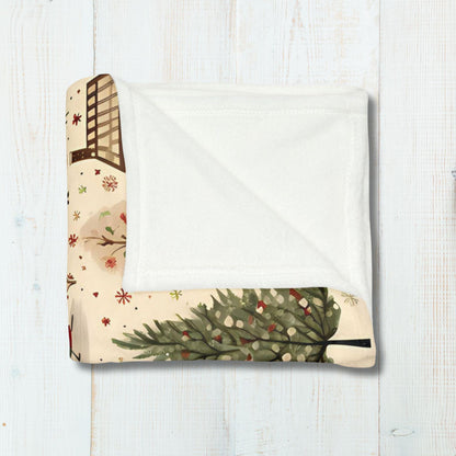 Christmas Blanket, Christmas Village Holiday Throw Nostalgic Village Christmas Town Fleece Christmas Gift Friends Family Co-worker Present