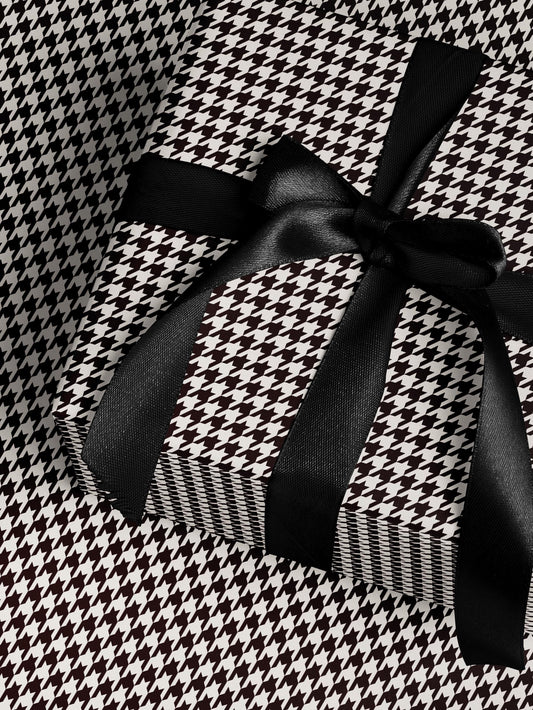 Houndstooth Gift Wrap Paper Vintage Wrapping Paper Black and White Plaid Gift Wrap College Gift for Her Decorative Paper Wrapping Supplies