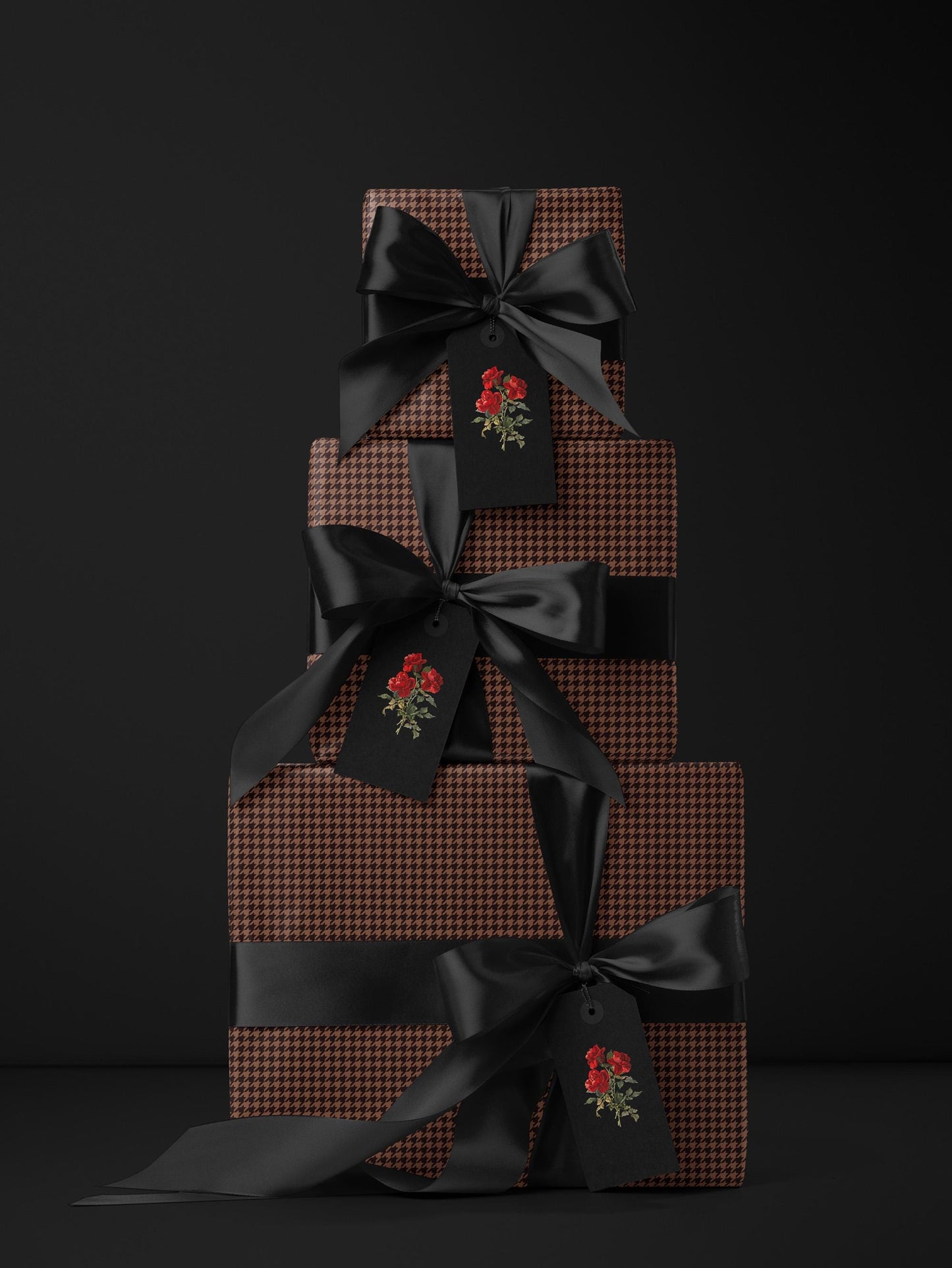 Brown Houndstooth Gift Wrap Birthday Wrapping Paper Idea  Baby Shower Gift Wrap Chic Wrapping Paper Roll Moody Christmas Gift Wrap Idea