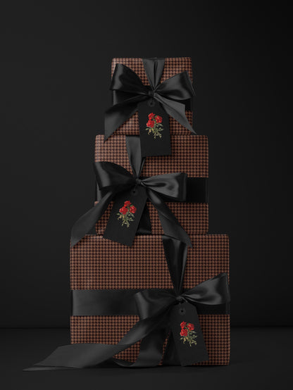 Brown Houndstooth Gift Wrap Birthday Wrapping Paper Idea  Baby Shower Gift Wrap Chic Wrapping Paper Roll Moody Christmas Gift Wrap Idea