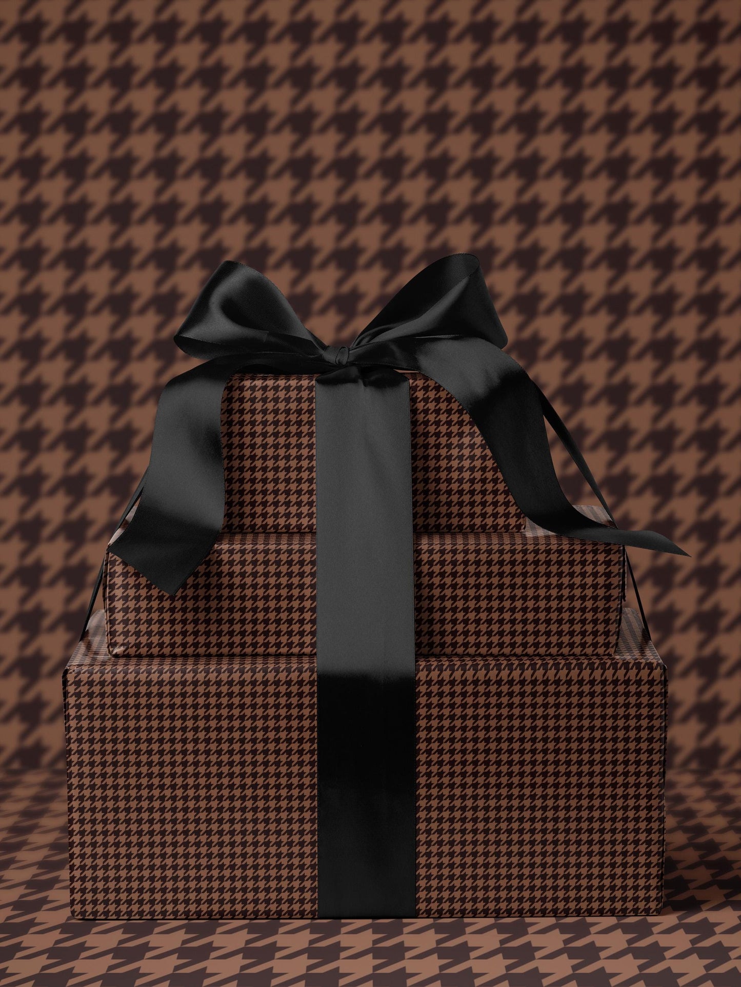 Brown Houndstooth Gift Wrap Birthday Wrapping Paper Idea  Baby Shower Gift Wrap Chic Wrapping Paper Roll Moody Christmas Gift Wrap Idea