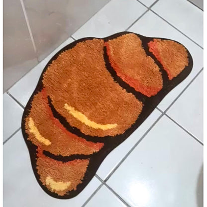 Croissant Shape Tufted Rug, Non-slip Hallway Entrance Bread Rug, Home Warm Decoration Accessories, Anti-Slip Floor Safety Mat