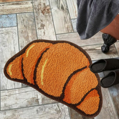 Croissant Shape Tufted Rug, Non-slip Hallway Entrance Bread Rug, Home Warm Decoration Accessories, Anti-Slip Floor Safety Mat