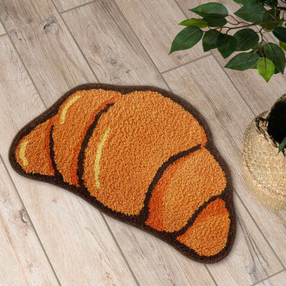 Croissant Shape Tufted Rug, Non-slip Hallway Entrance Bread Rug, Home Warm Decoration Accessories, Anti-Slip Floor Safety Mat