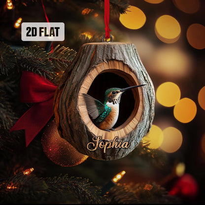 Personalized Hummingbird 2D Flat Ornament, Hummingbird Rearview Mirror Car Accessories, Bird Christmas Ornament, Bird Decor, Bird Lover Gift