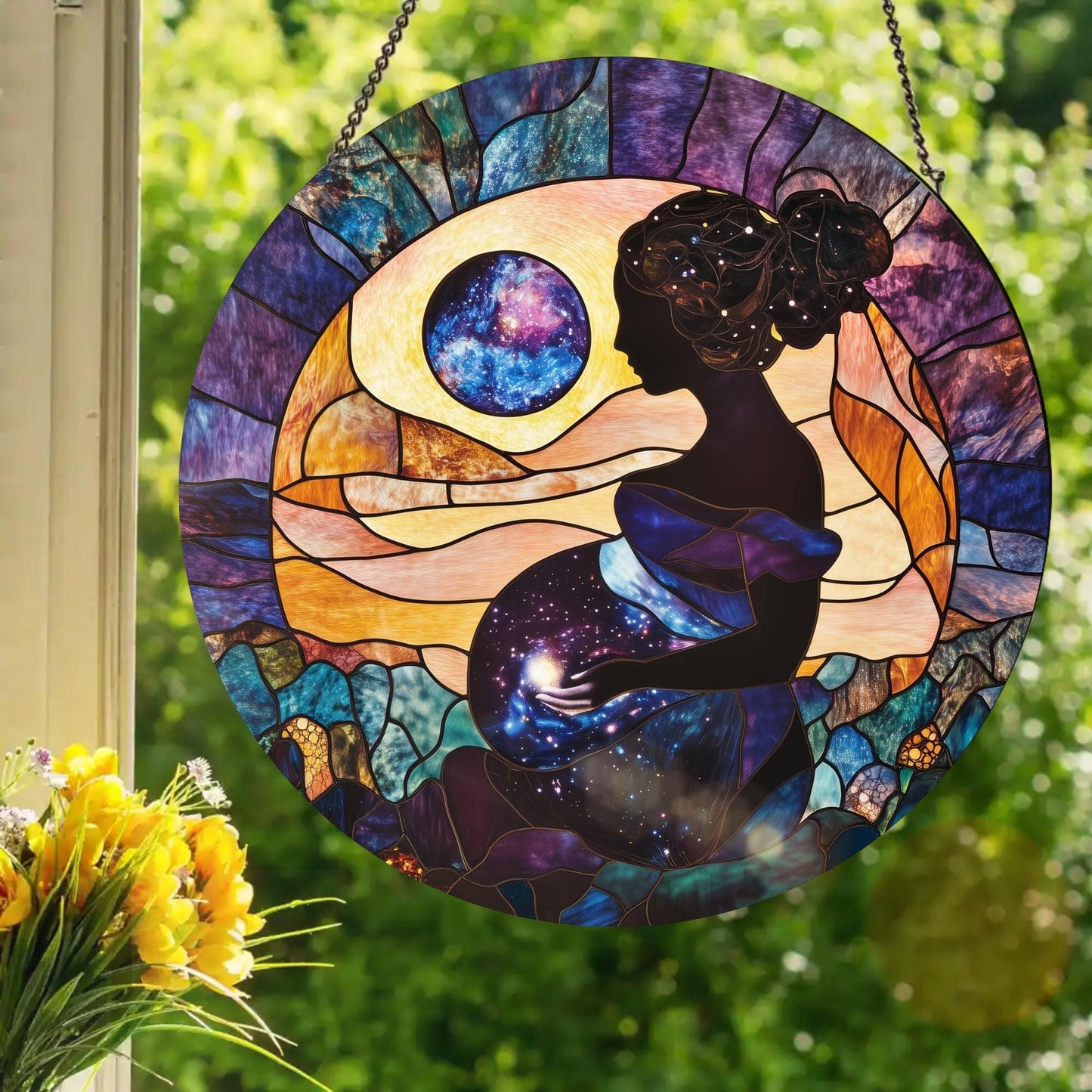 Birth of the Universe: Stained Glass Style Window Hanging