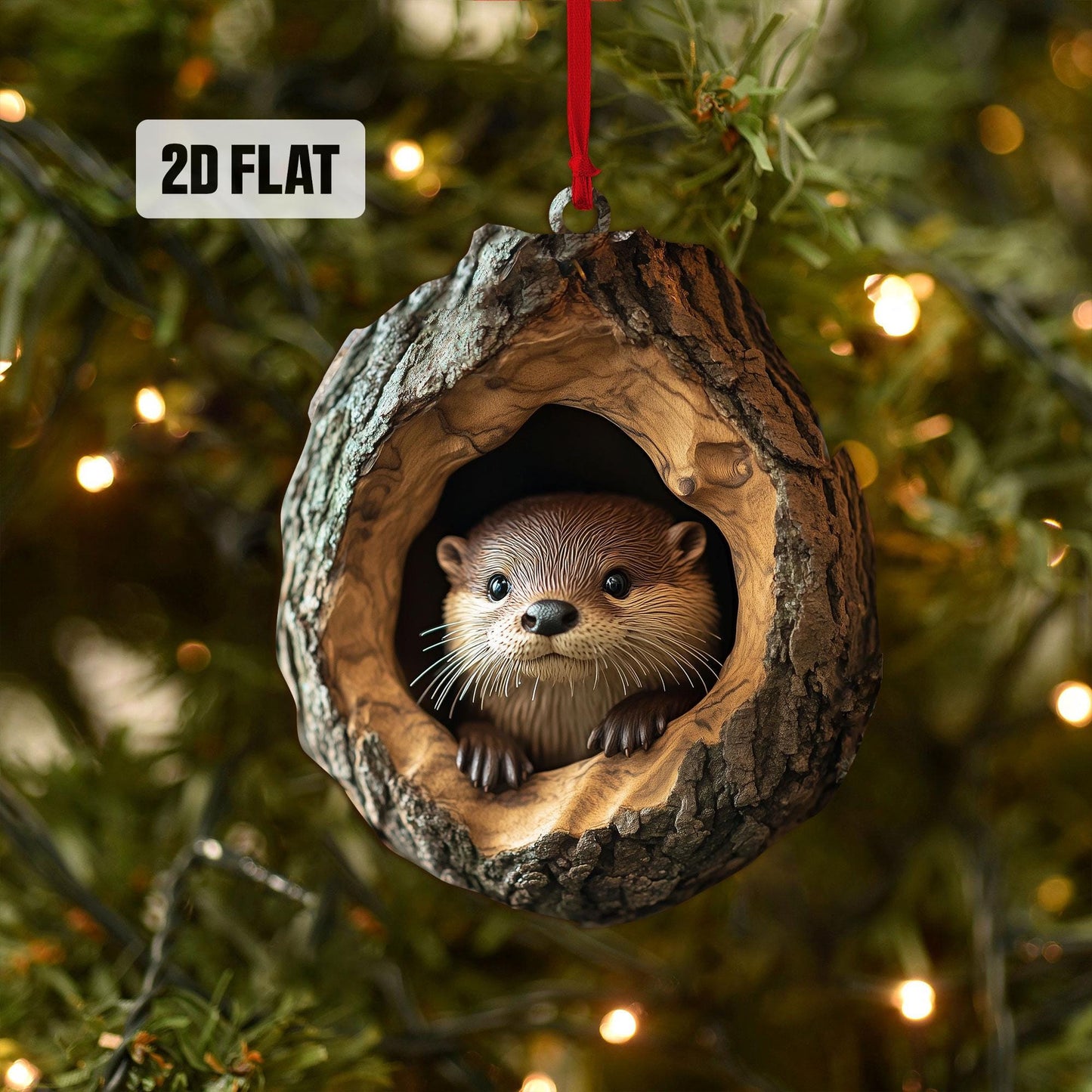 Otter 2D Flat Ornament, Otter Rearview Mirror Car Accessories, Otter Christmas Tree Ornament, Otter Home Decor, Animal Lover Gifts