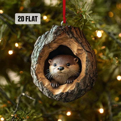Otter 2D Flat Ornament, Otter Rearview Mirror Car Accessories, Otter Christmas Tree Ornament, Otter Home Decor, Animal Lover Gifts