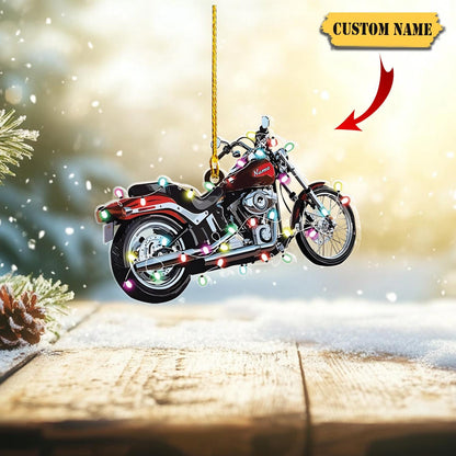 Personalized Motorcycle Christmas Ornament, Custom Biker Name Ornament, Biker Christmas Acrylic, Biker Lover Shaped Christmas Ornament