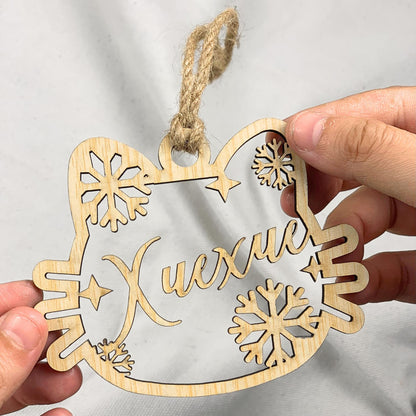Personalized Wood Christmas Ornament: Laser Cut Xmas Decor