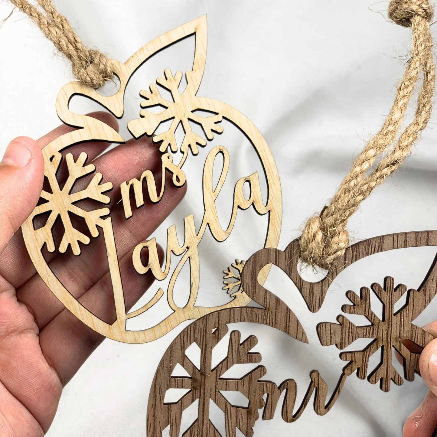 Personalized Wood Christmas Ornament: Laser Cut Xmas Decor