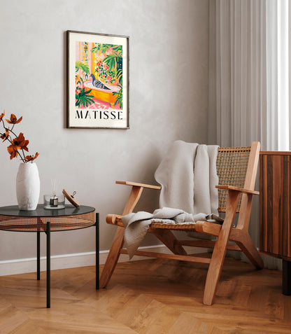 Pigeon in Bathtub Art Print: Funny Matisse Style Bathroom Wall Decor