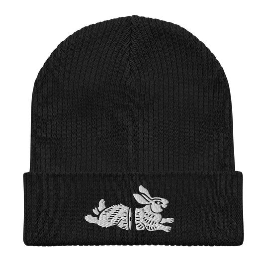 Rabbit Embroidered Beanie, Streetwear Beanie, Animal Embroidery, Y2K Beanie, Edgy Hat, Warm Hat