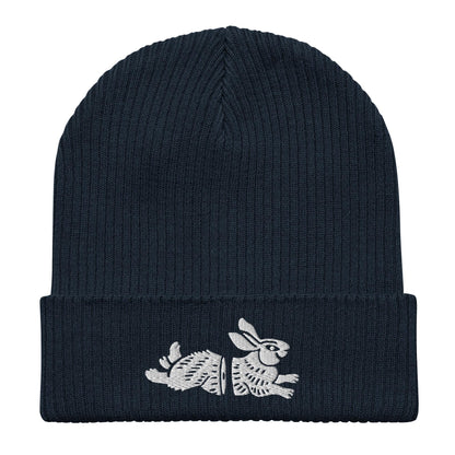 Rabbit Embroidered Beanie, Streetwear Beanie, Animal Embroidery, Y2K Beanie, Edgy Hat, Warm Hat