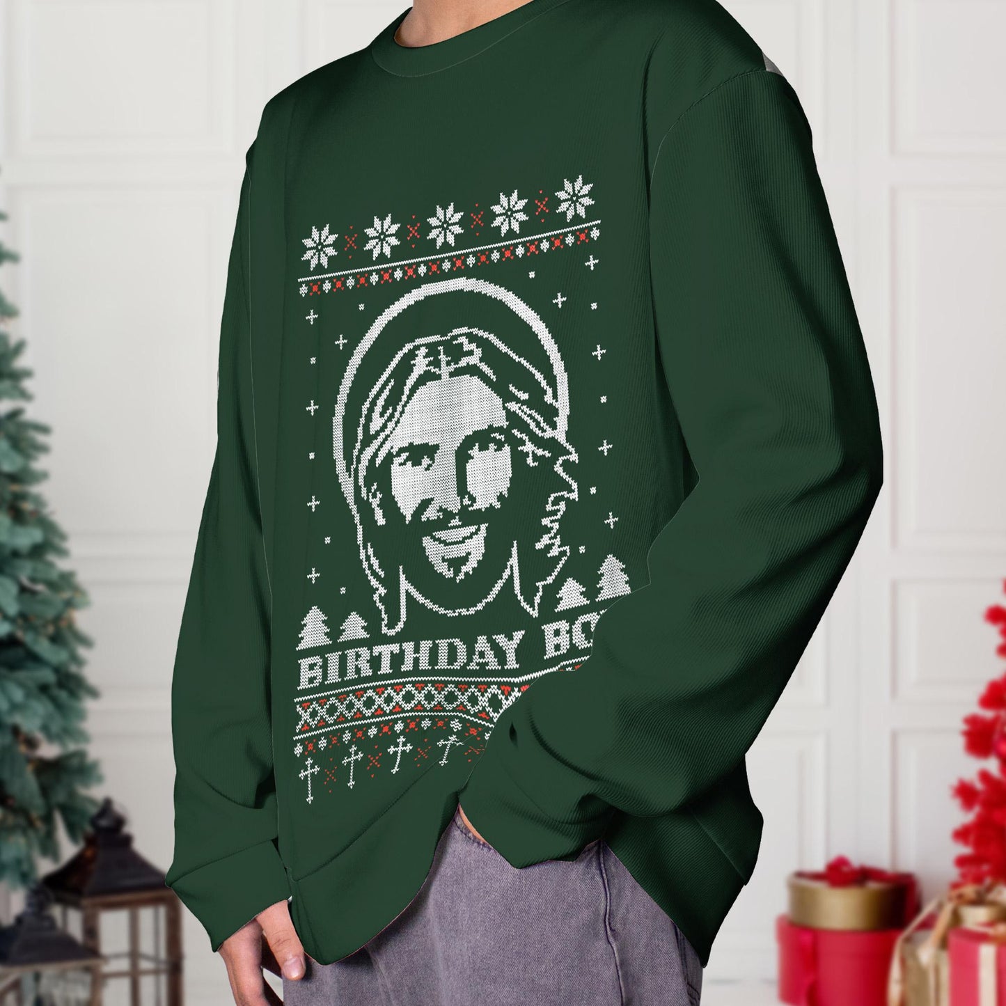 Birthday Boy Jesus Ugly Christmas Sweater Unisex Adult Crew Neck Sweatshirt, Christmas Crewneck, Christmas Ugly Sweater, Christmas Gifts