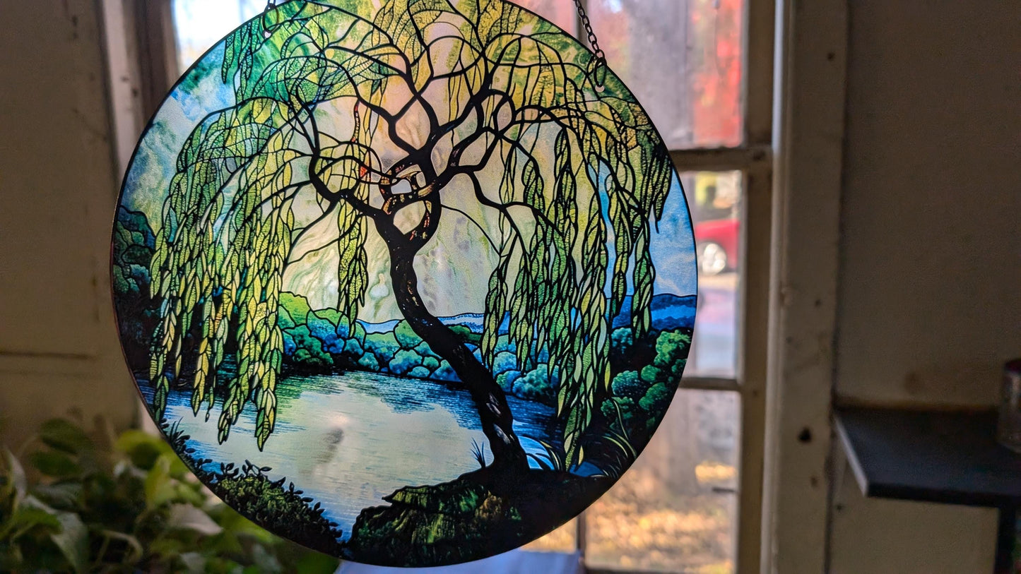 Weeping Willow: Stained Glass Style Window Hanging