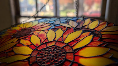 Sunflowers: Stained Glass Style Window Hanging