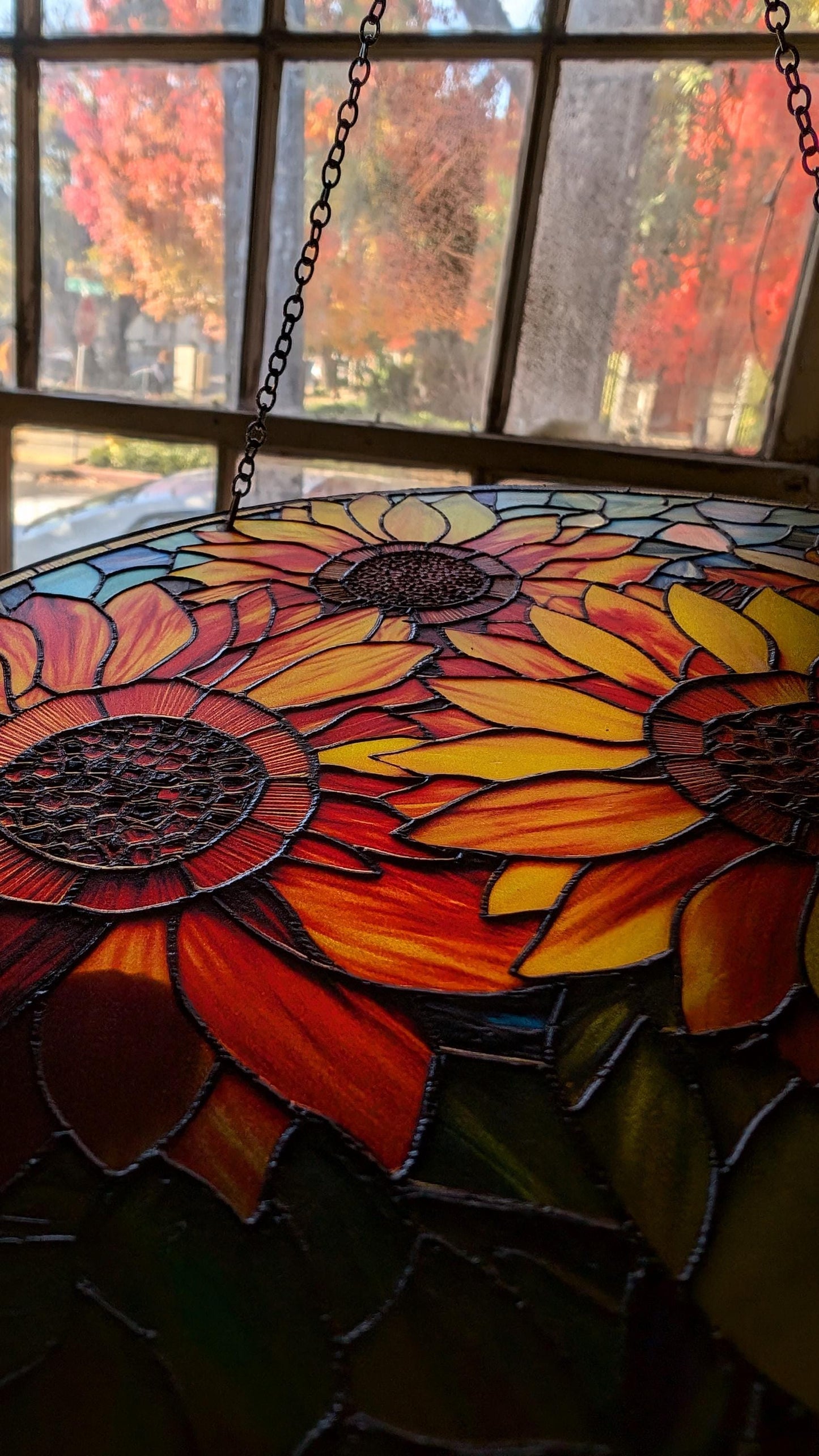 Sunflowers: Stained Glass Style Window Hanging