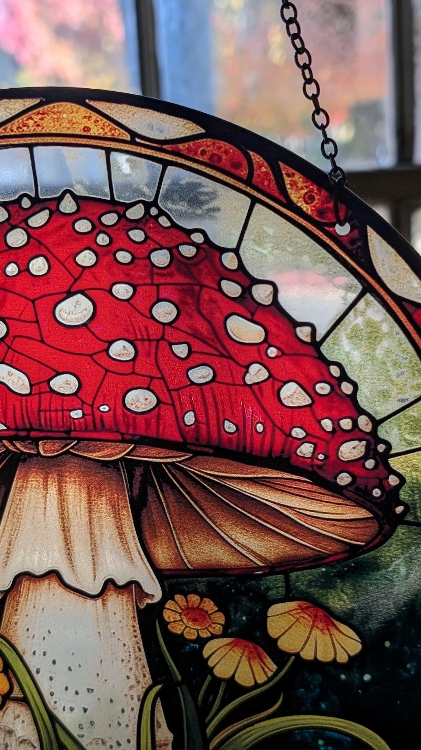Amanita: Stained Glass Style Window Hanging