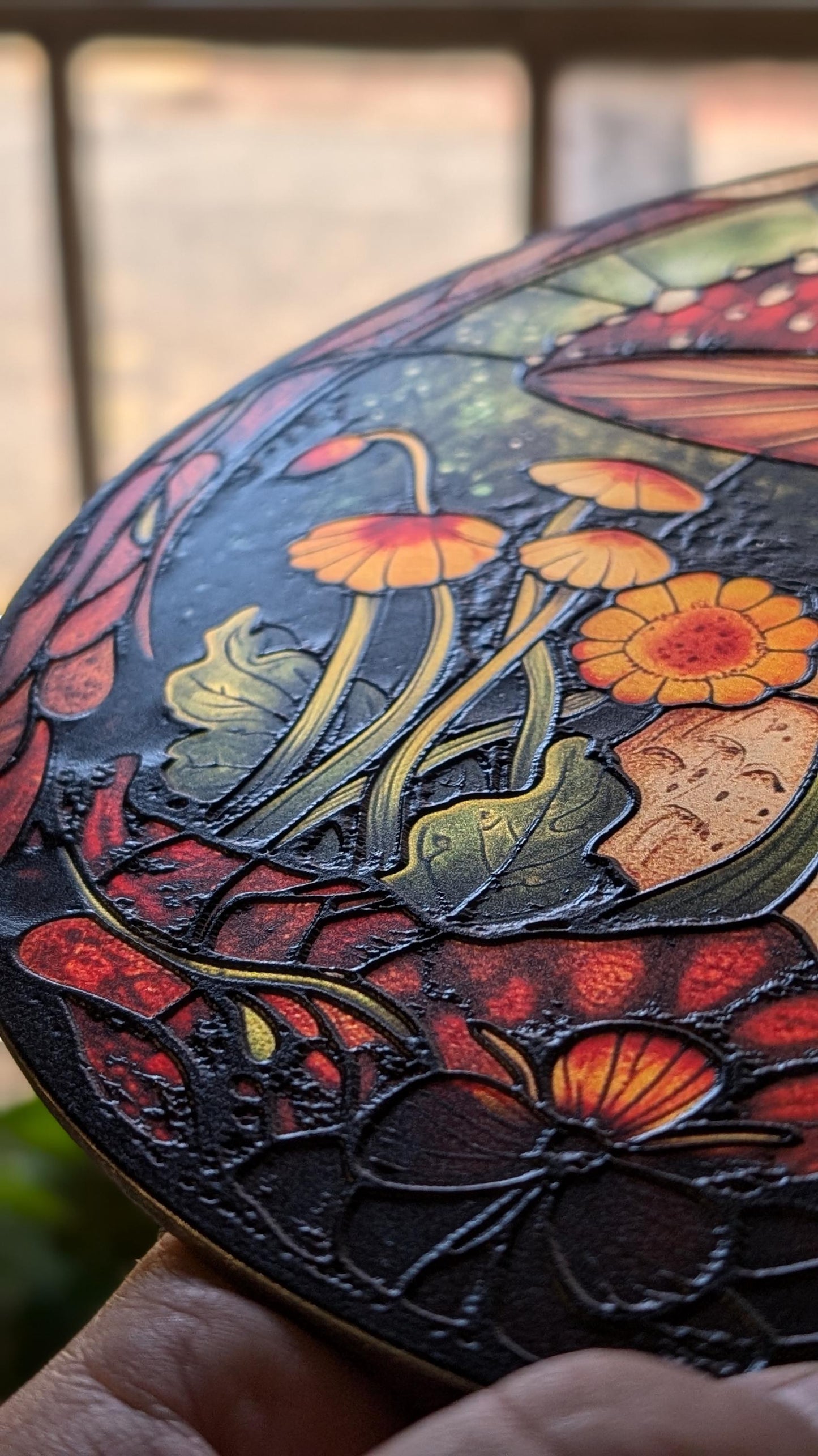 Amanita: Stained Glass Style Window Hanging