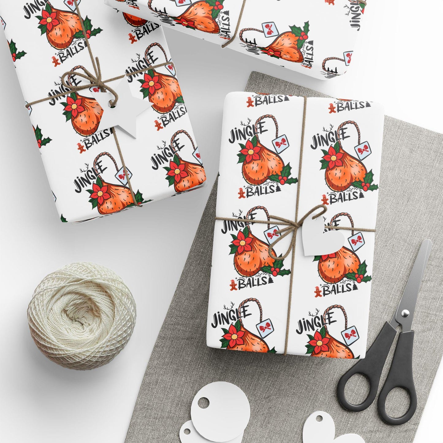 Funny Jingle Balls Christmas Wrapping Papers Roll Holiday Gift Wrap, Funny Gift Wrap, Gag Gift Wrap, Gift For Him, White Elephant Gift