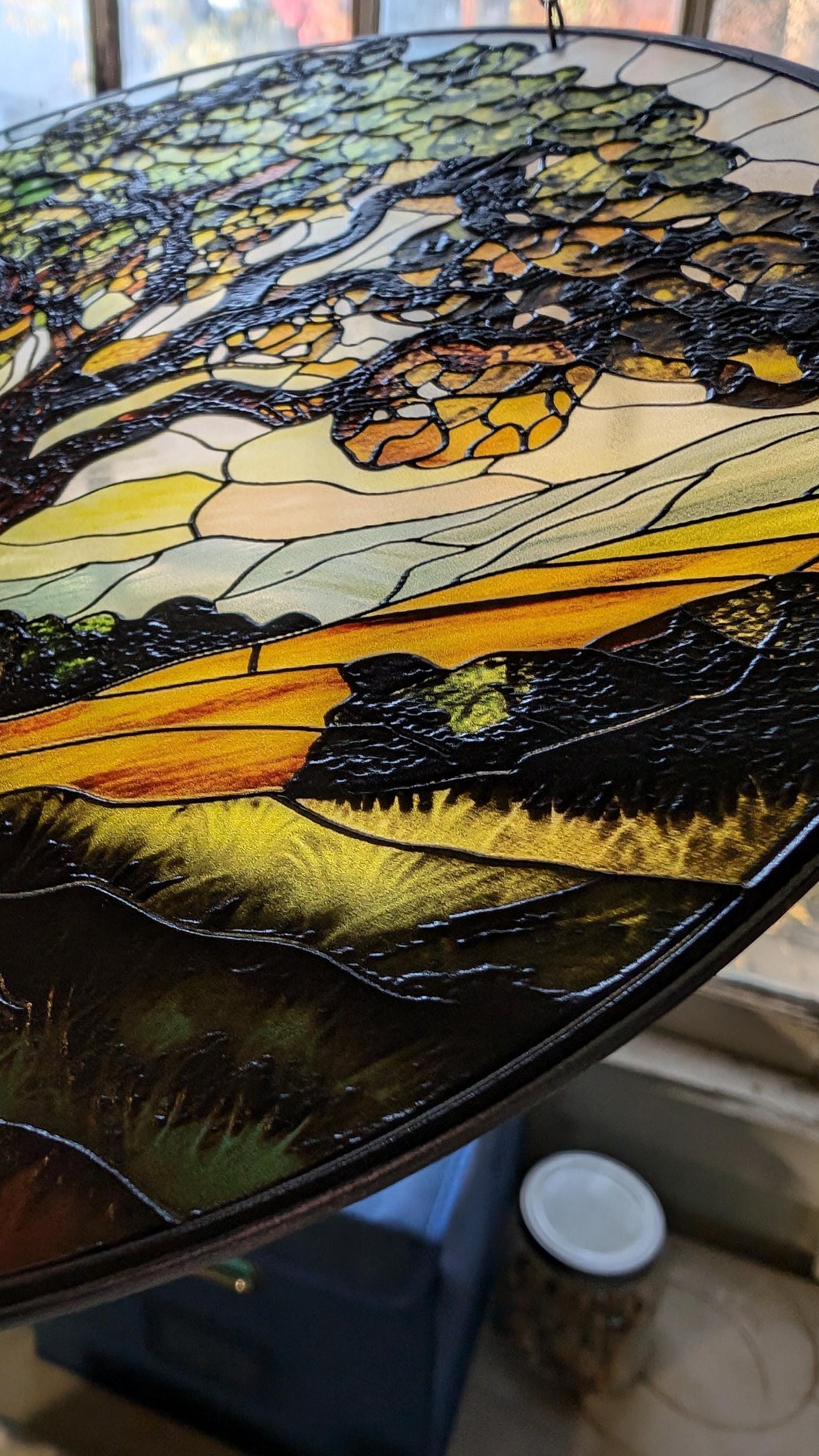 Mighty Oak: Stained Glass Style Window Hanging