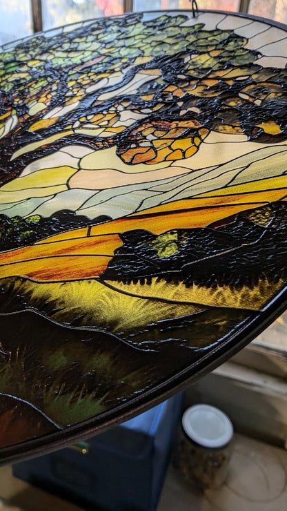Mighty Oak: Stained Glass Style Window Hanging