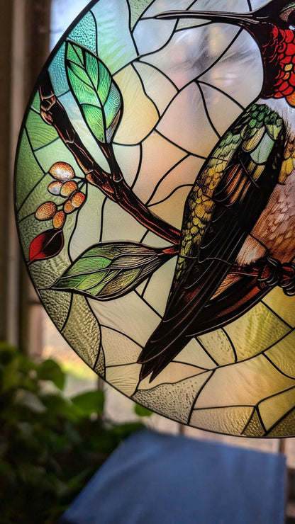 Hummingbird: Stained Glass Style Window Hanging