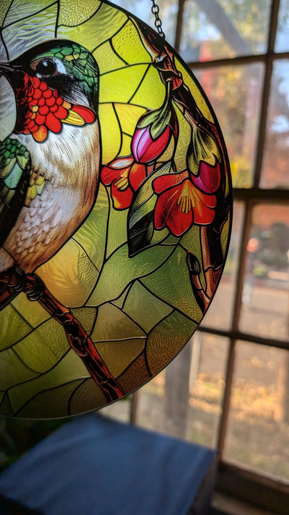 Hummingbird: Stained Glass Style Window Hanging