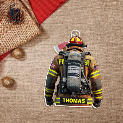 Firefighter Ornament, Firefighter Uniform 2D Acrylic Flat Ornament Not 3D, Firefighter Team Gift, Gift for Fireman Dad Papa Firefighter Gift
