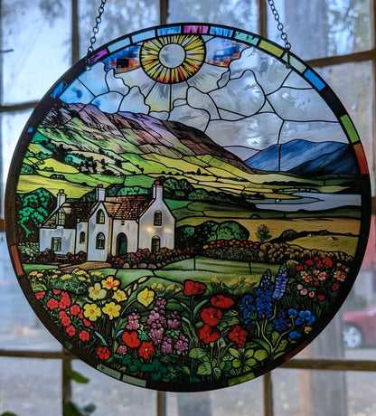 Irish Homestead: Stained Glass Style Window Hanging