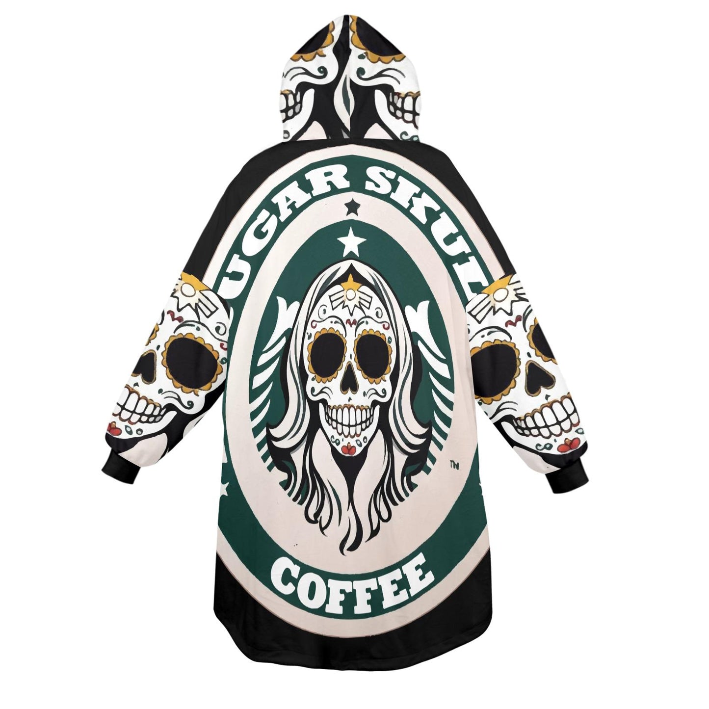 Sugar Skull Coffee Blanket Hoodie Día De Los Muertos Chicano