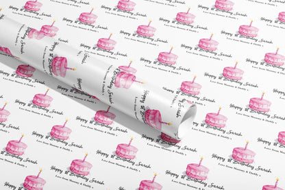 Personalised 1st Birthday Gift Wrap, Wrapping Paper, Pink, Your Age, Name, Customised, Party, Paper, Your Age, Anniversary, Recycle, Eco