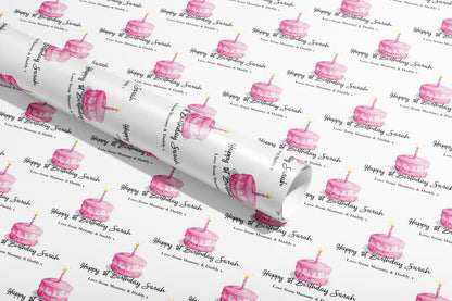 Personalised 1st Birthday Gift Wrap, Wrapping Paper, Pink, Your Age, Name, Customised, Party, Paper, Your Age, Anniversary, Recycle, Eco
