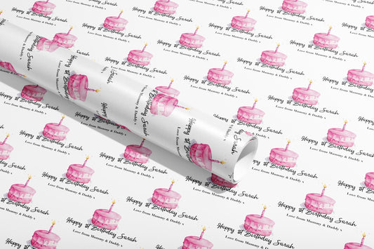 Personalised 1st Birthday Gift Wrap, Wrapping Paper, Pink, Your Age, Name, Customised, Party, Paper, Your Age, Anniversary, Recycle, Eco