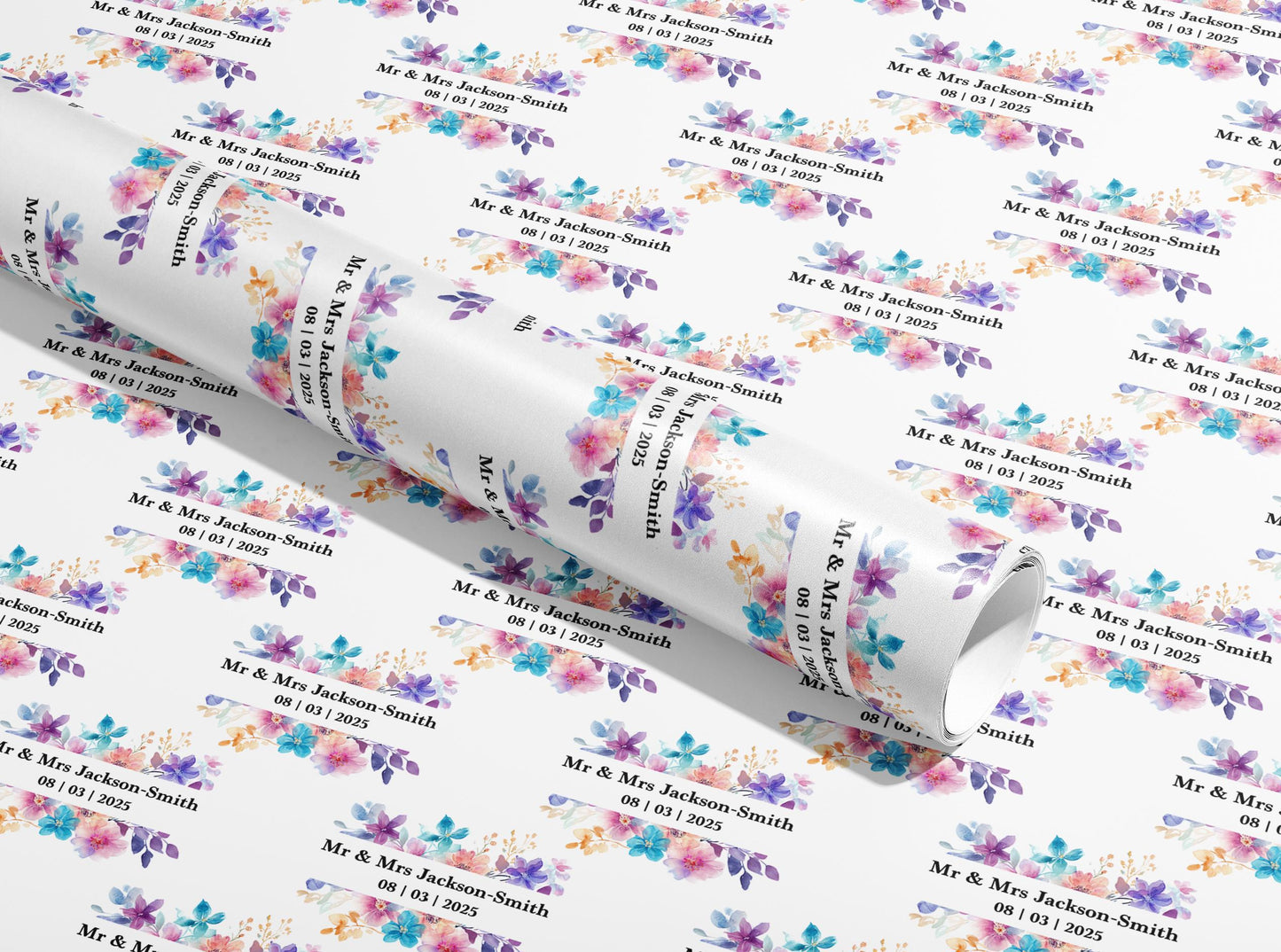 Personalised Wedding Wrapping Paper, Gift Wrap, Your Names, Birthday, Rings, Customised, Party, Engagement, Couples, Valentines, Anniversary