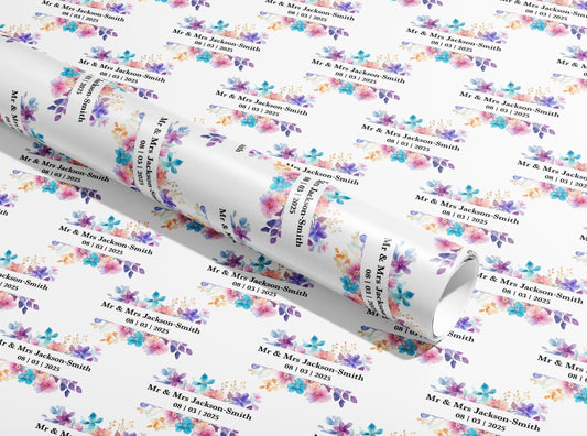 Personalised Wedding Wrapping Paper, Gift Wrap, Your Names, Birthday, Rings, Customised, Party, Engagement, Couples, Valentines, Anniversary